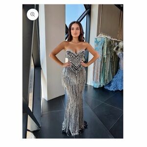 Elegant Black and Silver Strapless Dress